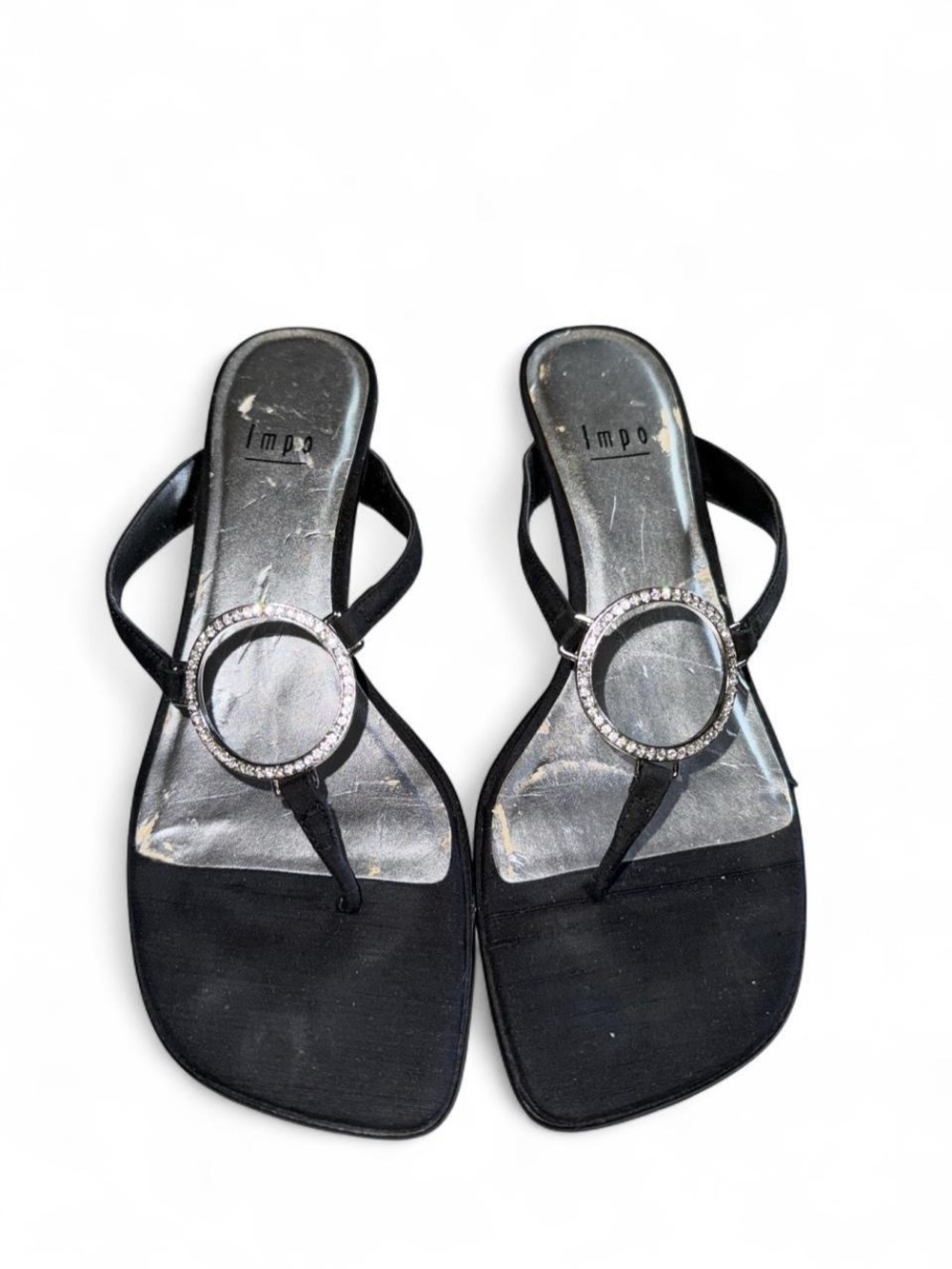 Impo Black Rhinestone Circle Thong Sandals
